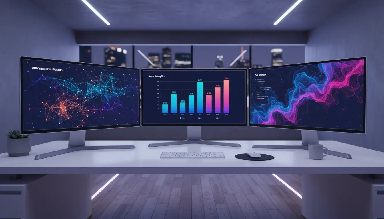 Dashboard displaying conversion rate optimization metrics and analytics tools with graphs showing improved conversion performance