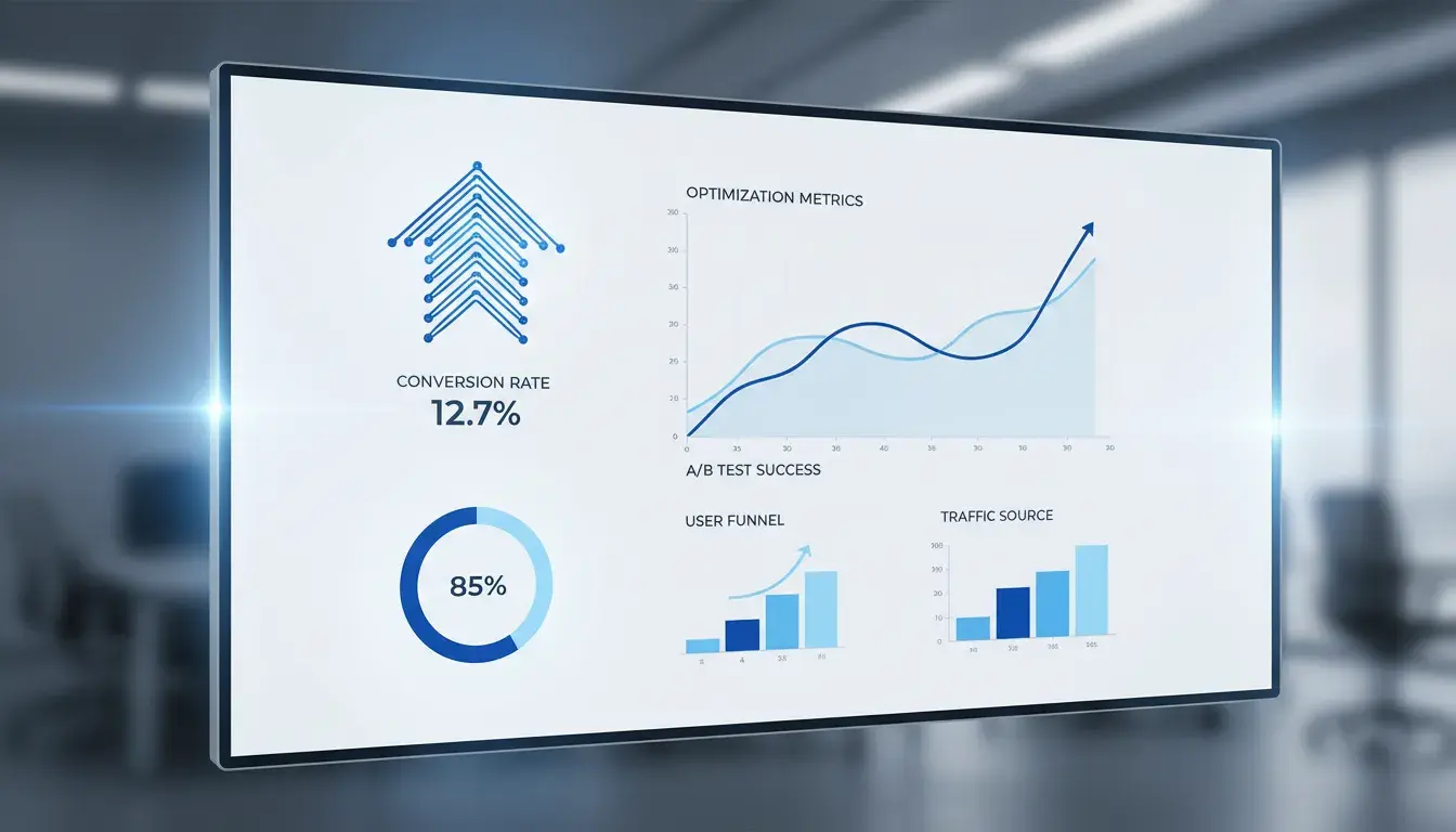 Conversion rate optimization template dashboard showing analytics metrics and testing frameworks