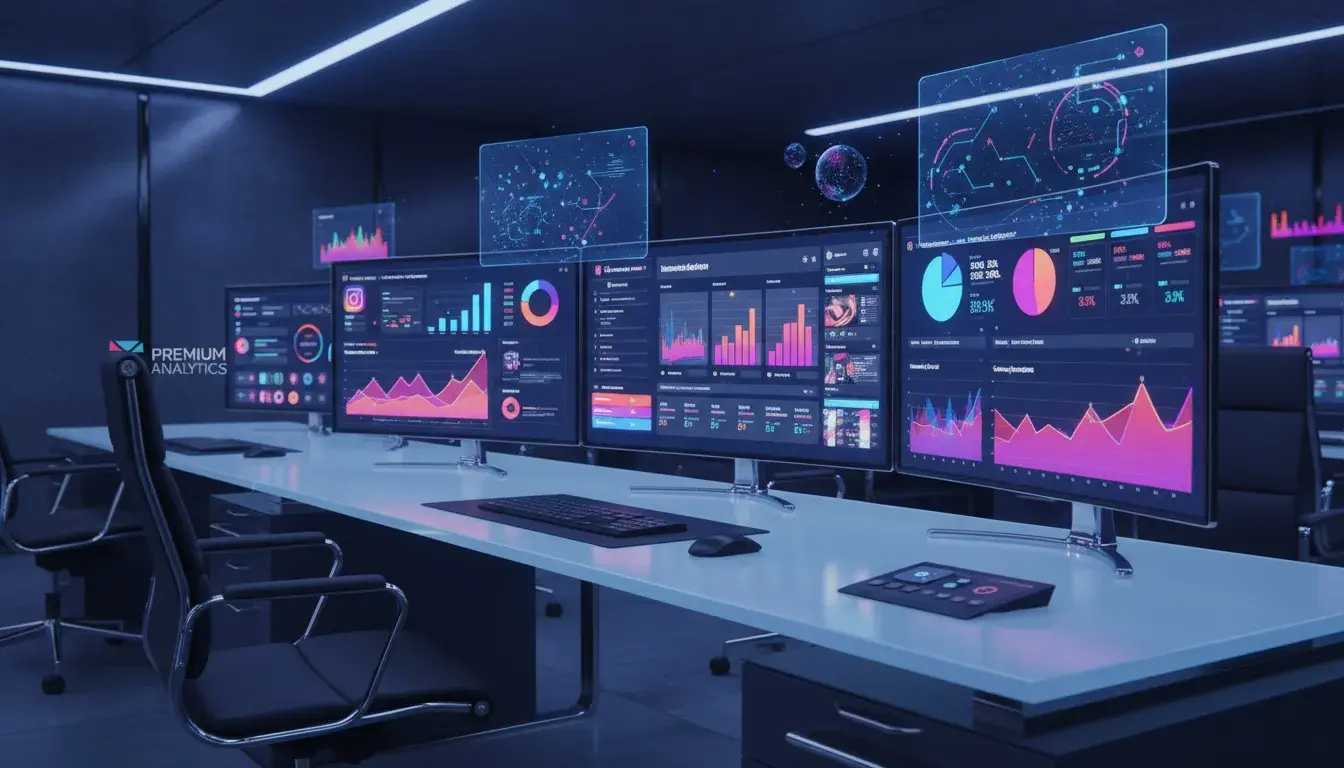 Digital marketer analyzing Meta ads performance dashboard showing campaign metrics and ROI data