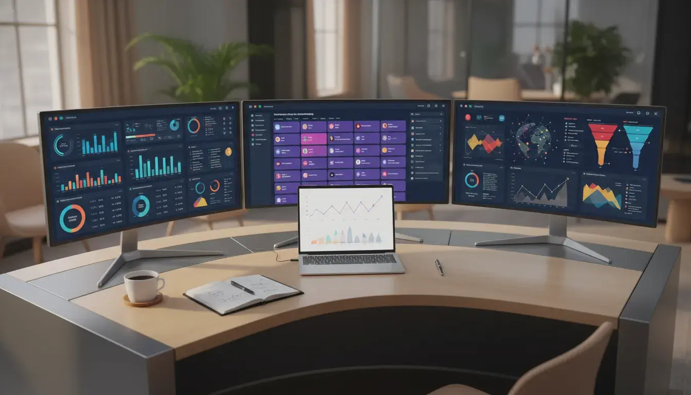 Professionnel suivant un cours de marketing numérique sur ordinateur avec graphiques de performance