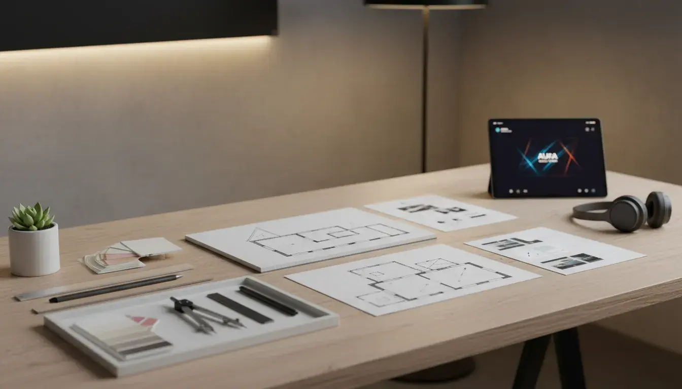 Side-by-side comparison of graphic design elements and layout structure on digital screens