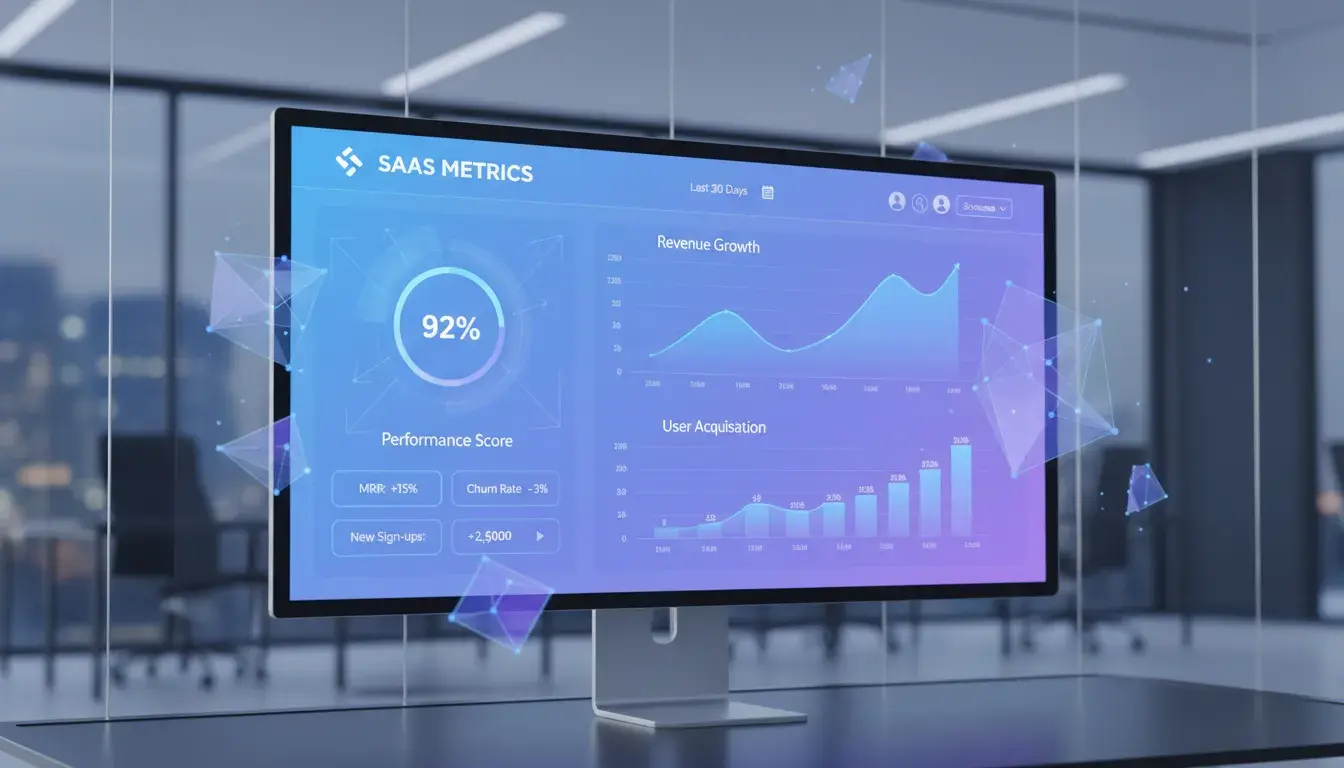 SaaS marketing strategy dashboard showing growth metrics and conversion funnels