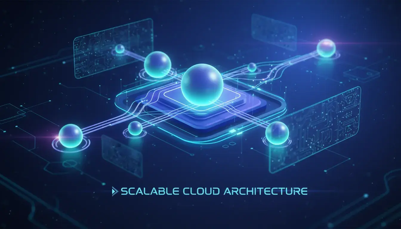 Diagram illustrating scalable application architecture patterns with interconnected system components